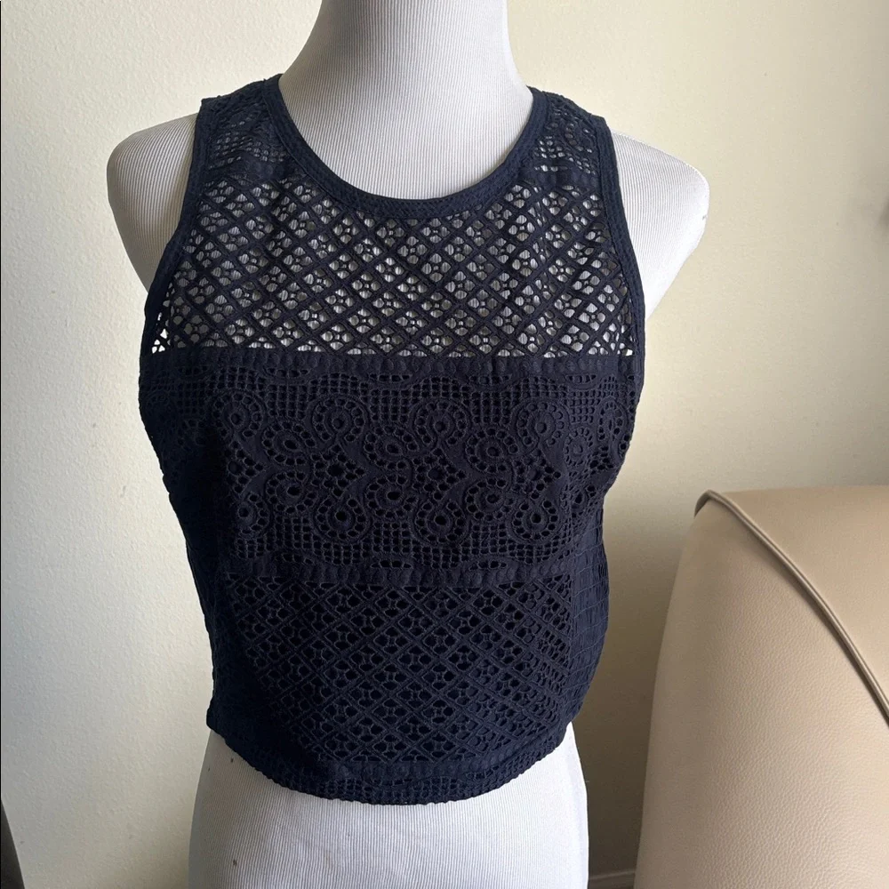 Rebecca Taylor Navy Lace Crop Top ( New ) - Picture 10 of 12